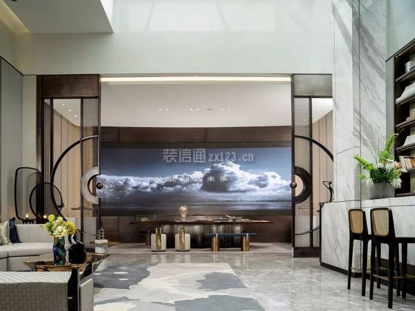 中式别墅室内装修茶室效果图