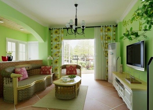 绿色客厅装修效果图