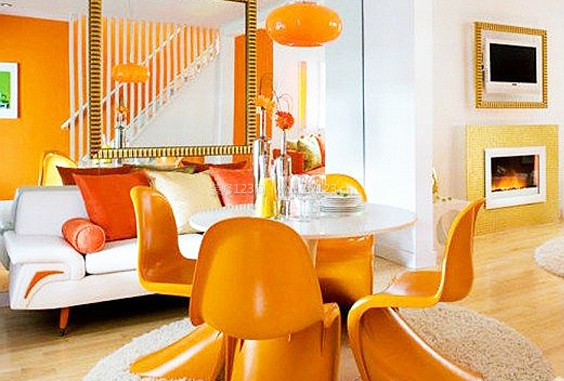 橙色客厅装修效果图