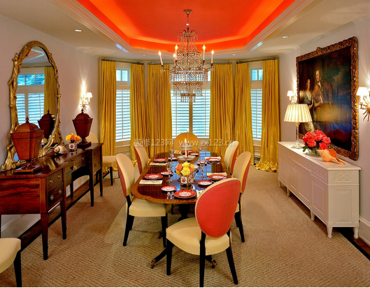 橙色装修餐厅装修效果图