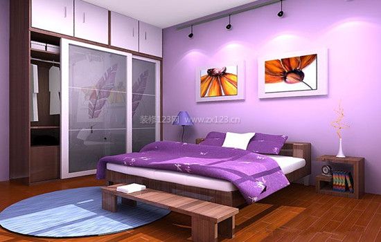 紫色卧室装修效果图