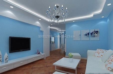 蓝色客厅装修效果图