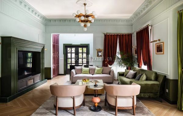 美式混搭客厅装修效果图