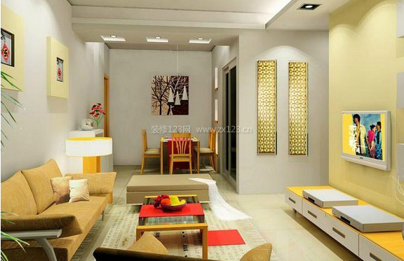 黄色客厅装修效果图