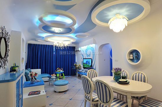 蓝色餐厅装修效果图