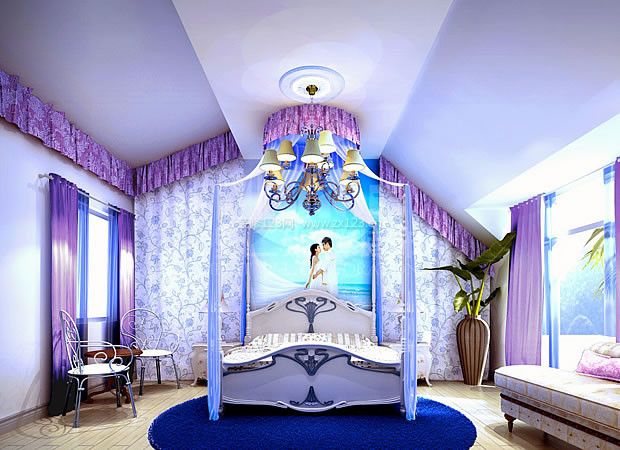 蓝色卧室装修效果图