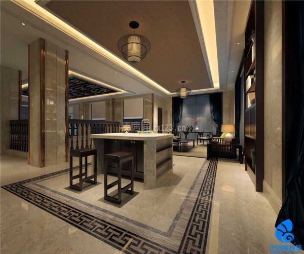 重庆东海岸300㎡中式风格别墅装修